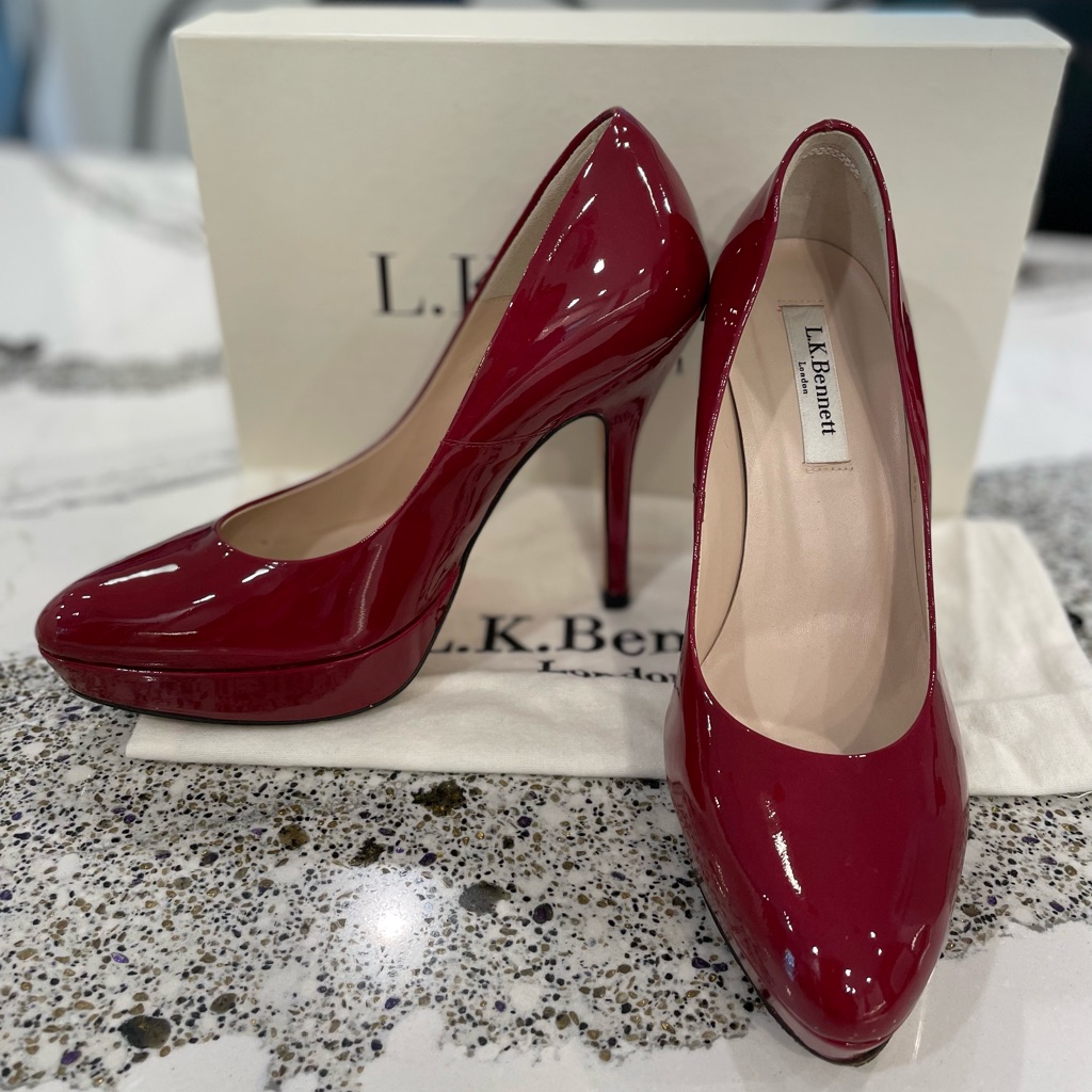 Lk Bennett Red Patent Leather Platforms
